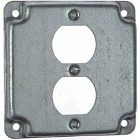 ABB Electrical Box Cover, Square, Steel, Duplex Receptacle Phased Out